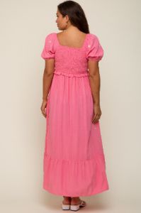 Pink Floral Embroidered Smocked Maternity Maxi Dress sold by Pinkblush