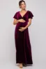 Burgundy Velvet Maternity Maxi Dress sold by Pinkblush
