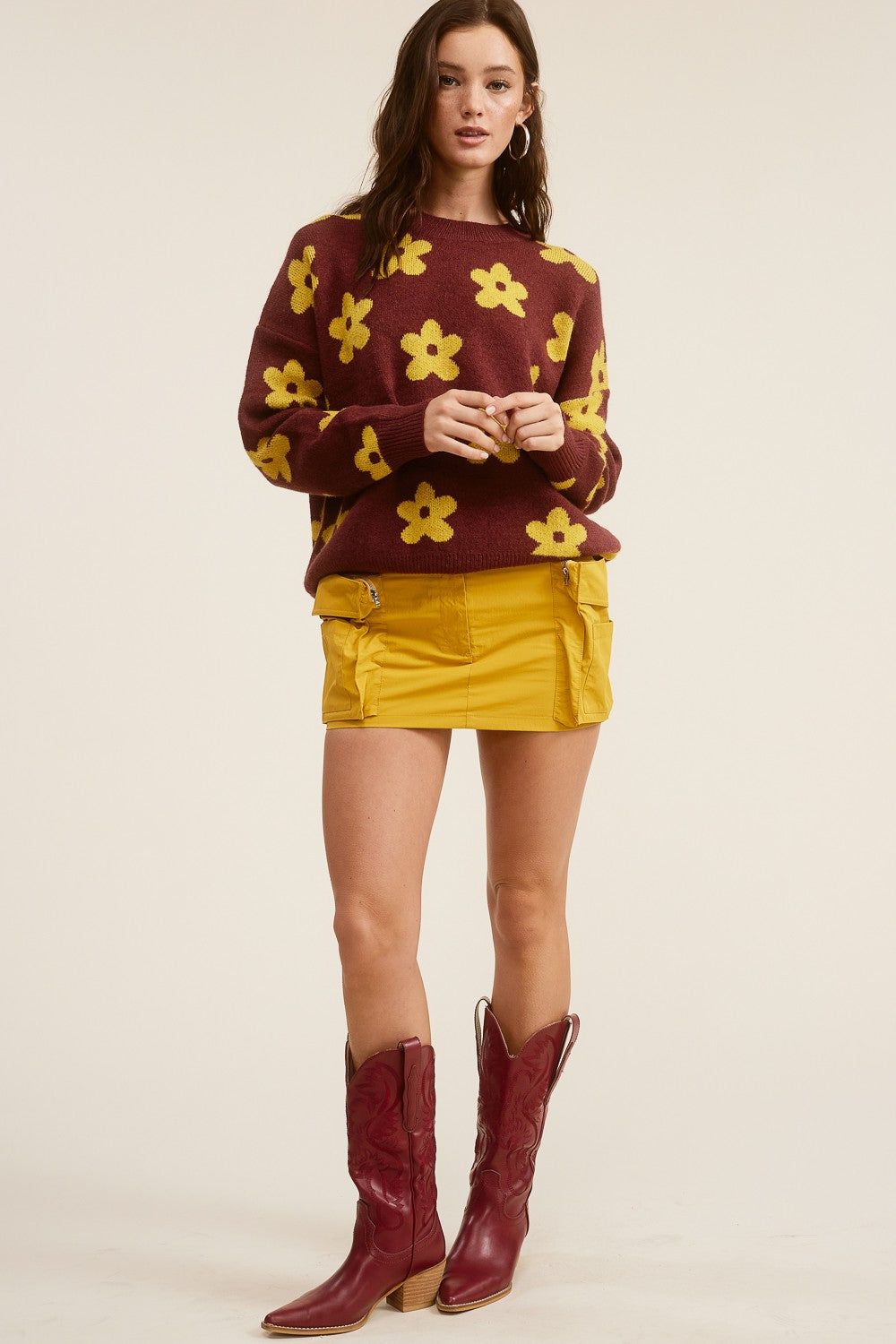Burgundy Flower Sweater sold by Pinkblush product image thumbnail 4