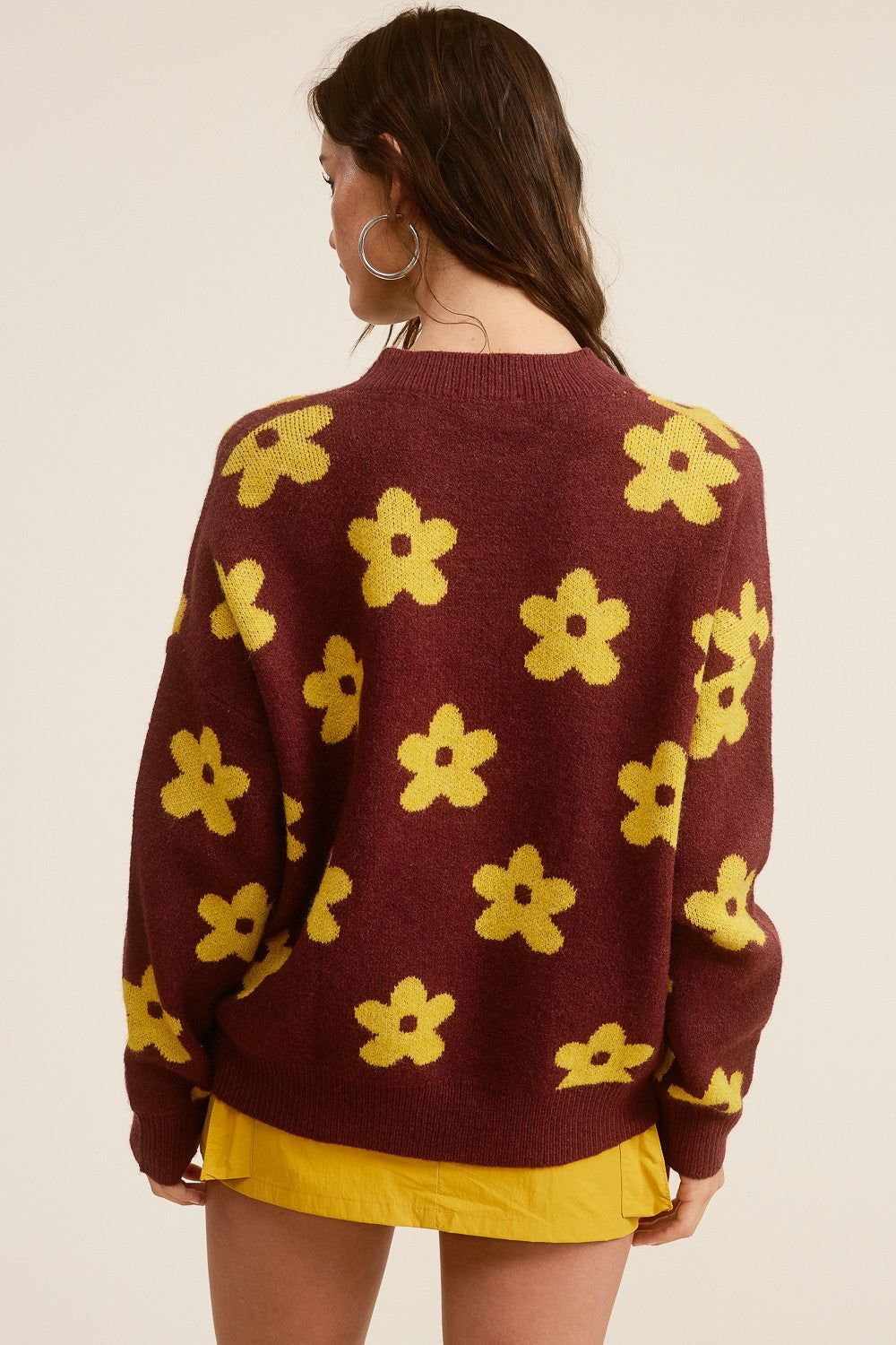 Burgundy Flower Sweater sold by Pinkblush product image thumbnail 3