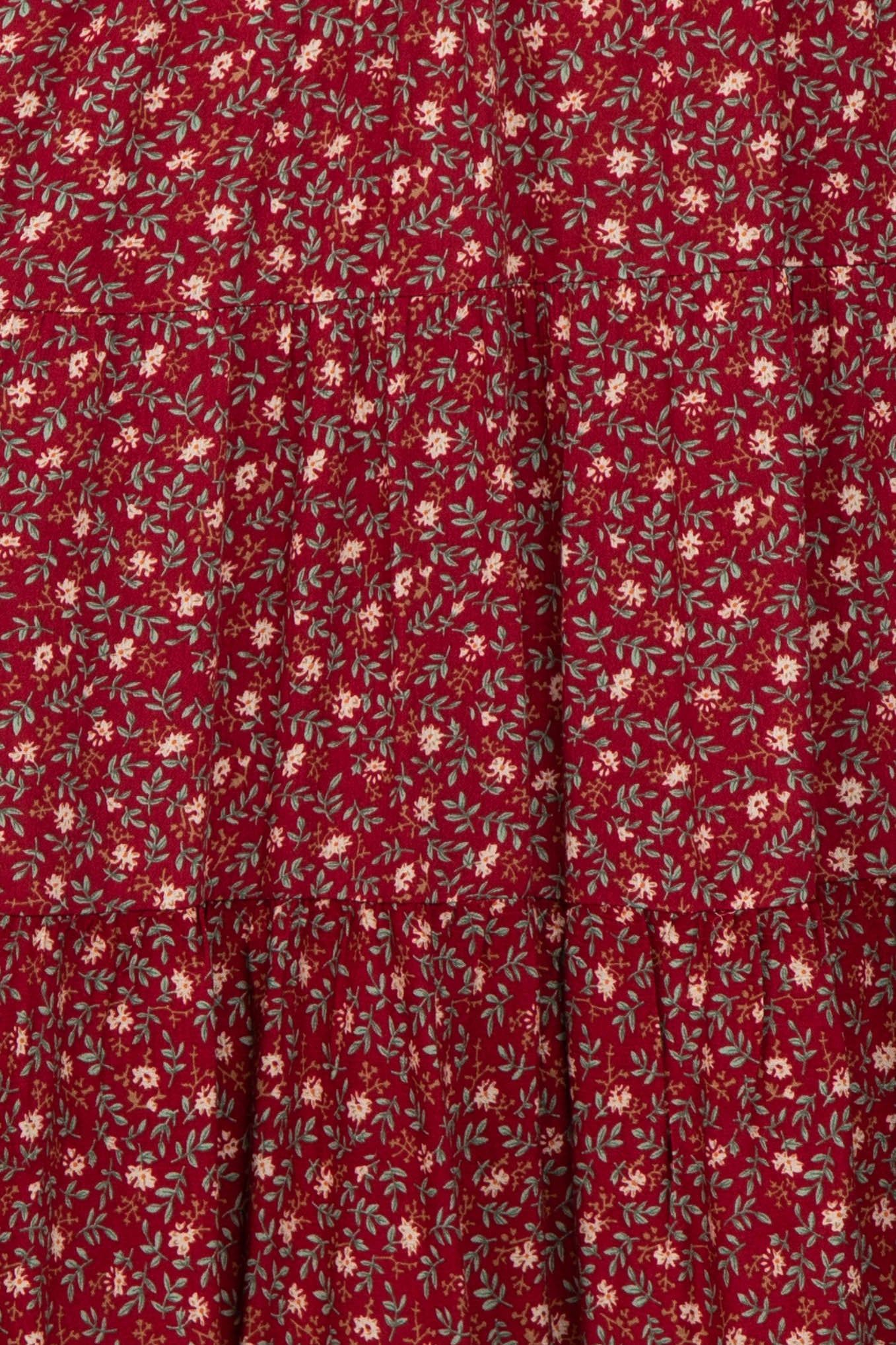 Red Floral V-Neck Ruffle Sleeve Maternity Midi Dress sold by Pinkblush product image thumbnail 5