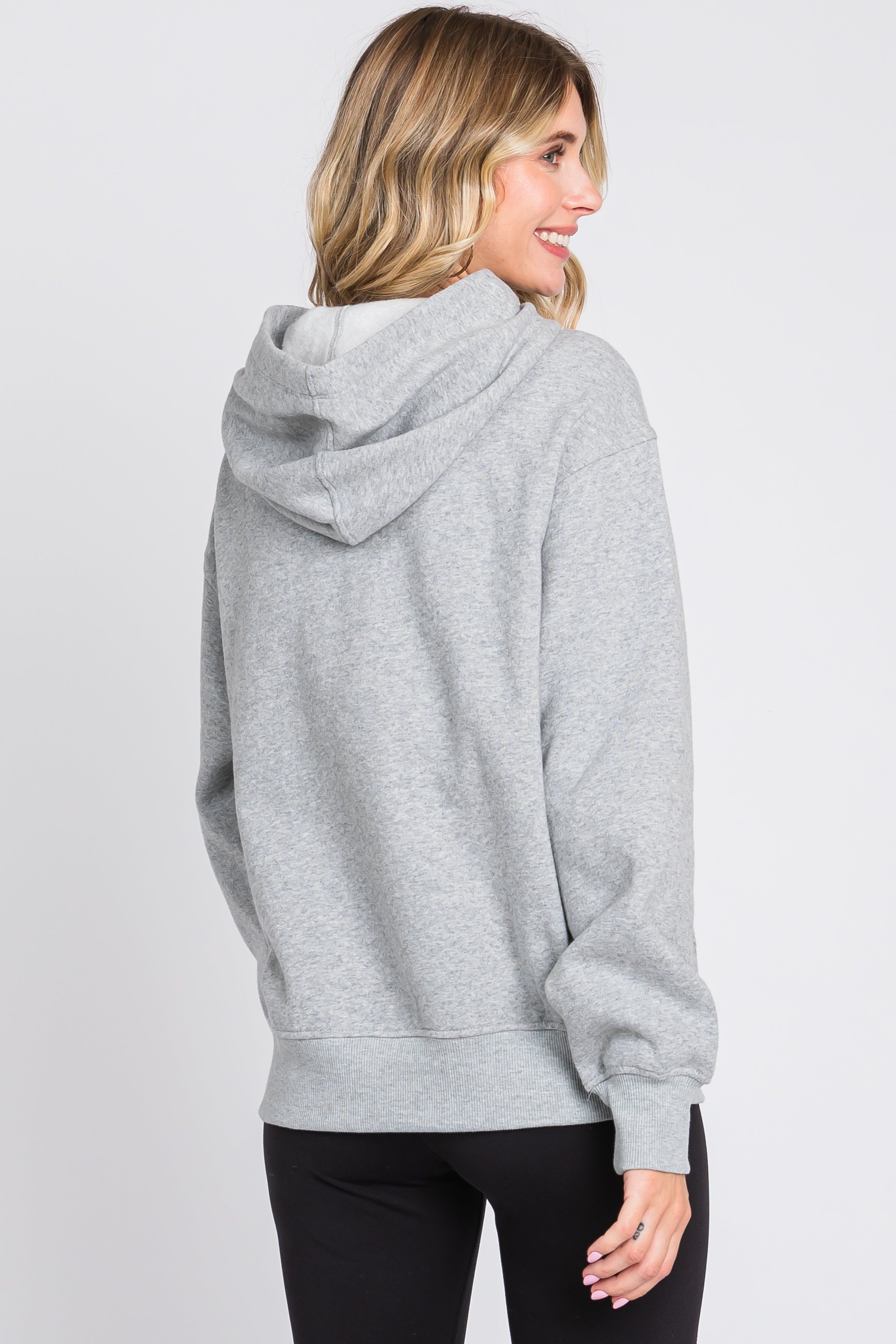Heather Grey Front Pocket Hooded Fleece Sweatshirt sold by Pinkblush product image thumbnail 3