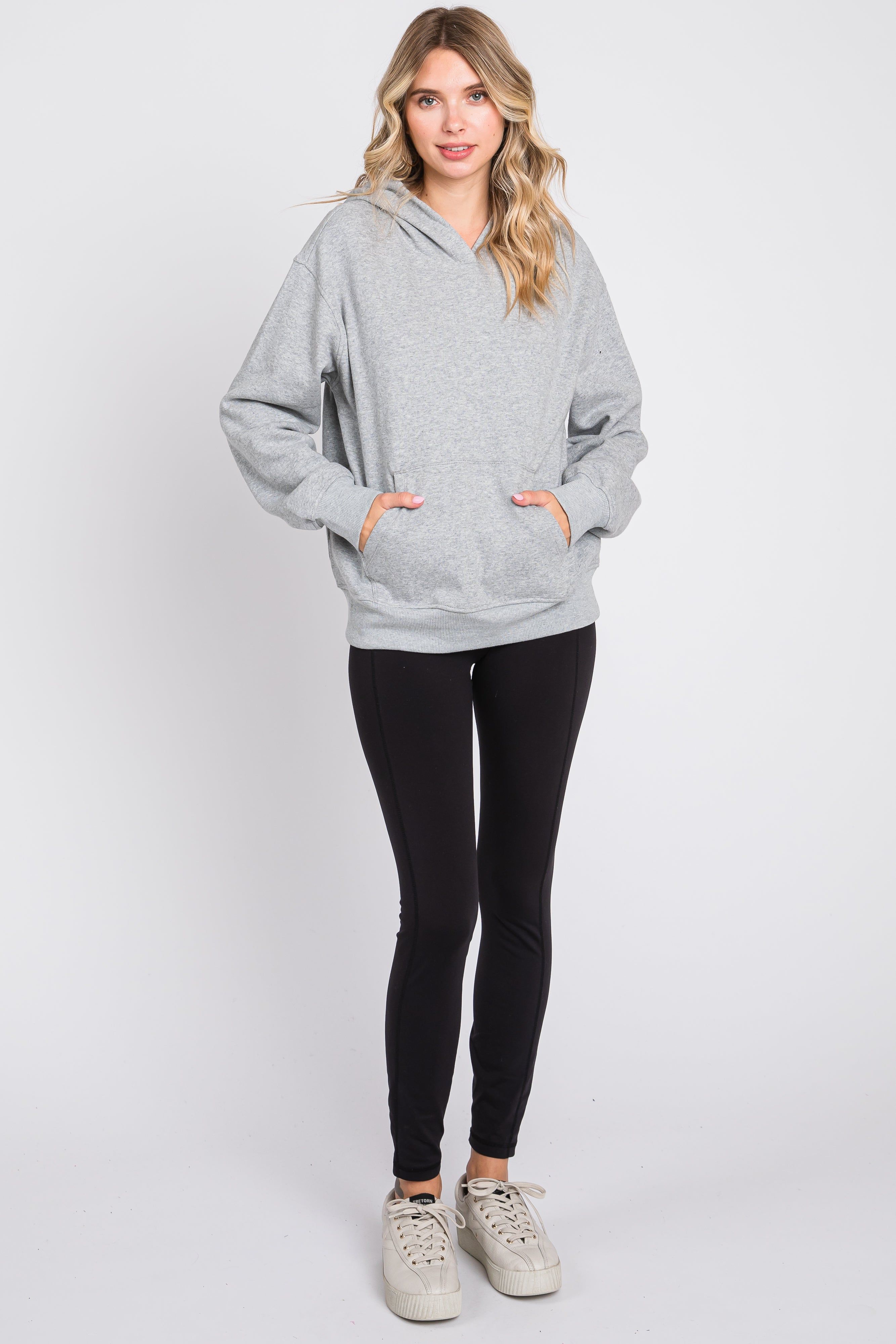 Heather Grey Front Pocket Hooded Fleece Sweatshirt sold by Pinkblush product image thumbnail 4