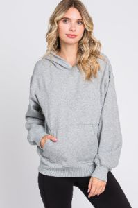 Heather Grey Front Pocket Hooded Fleece Sweatshirt sold by Pinkblush