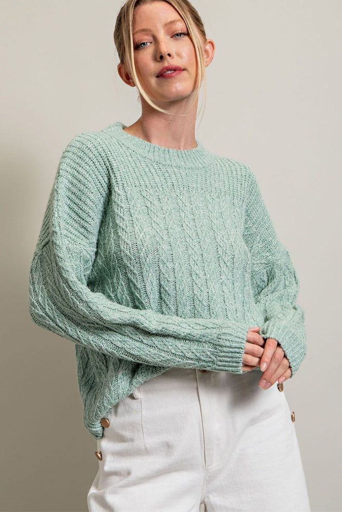 Mint Green Cable Knit Sweater sold by Pinkblush product image thumbnail 2