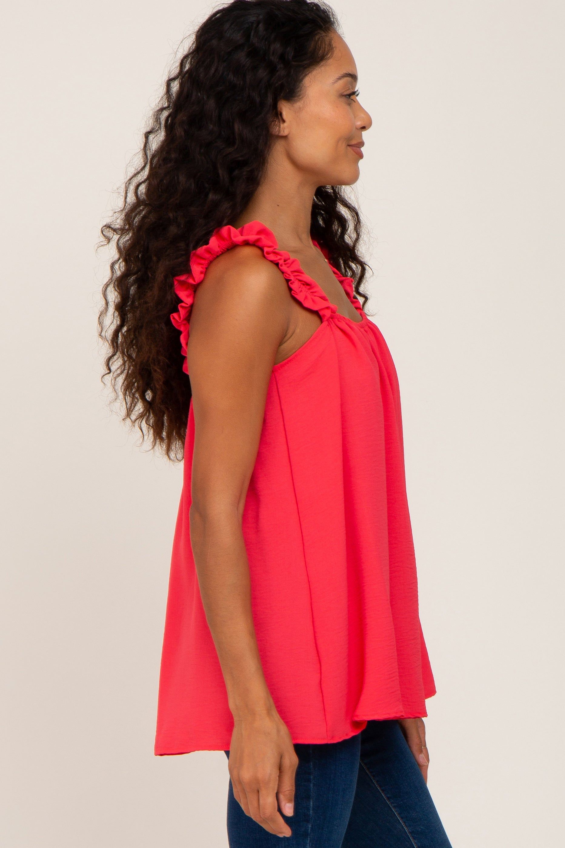 Black Square Neck Ruffle Strap Top sold by Pinkblush product image thumbnail 2