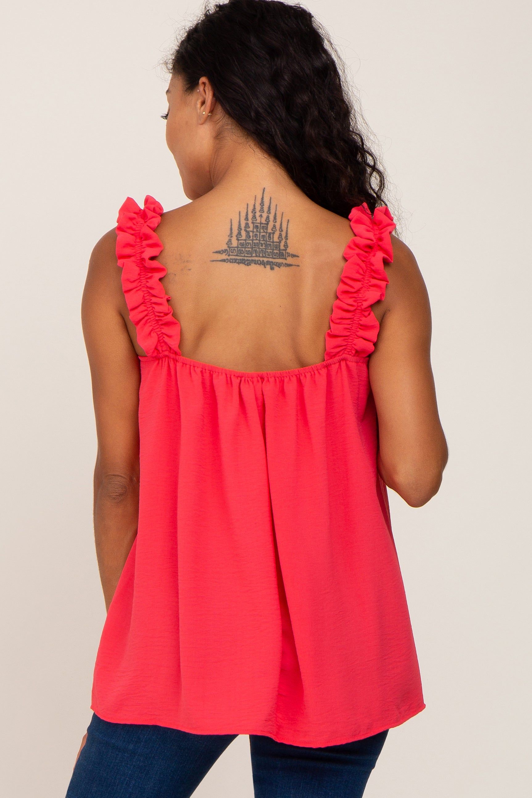 Black Square Neck Ruffle Strap Top sold by Pinkblush product image thumbnail 3
