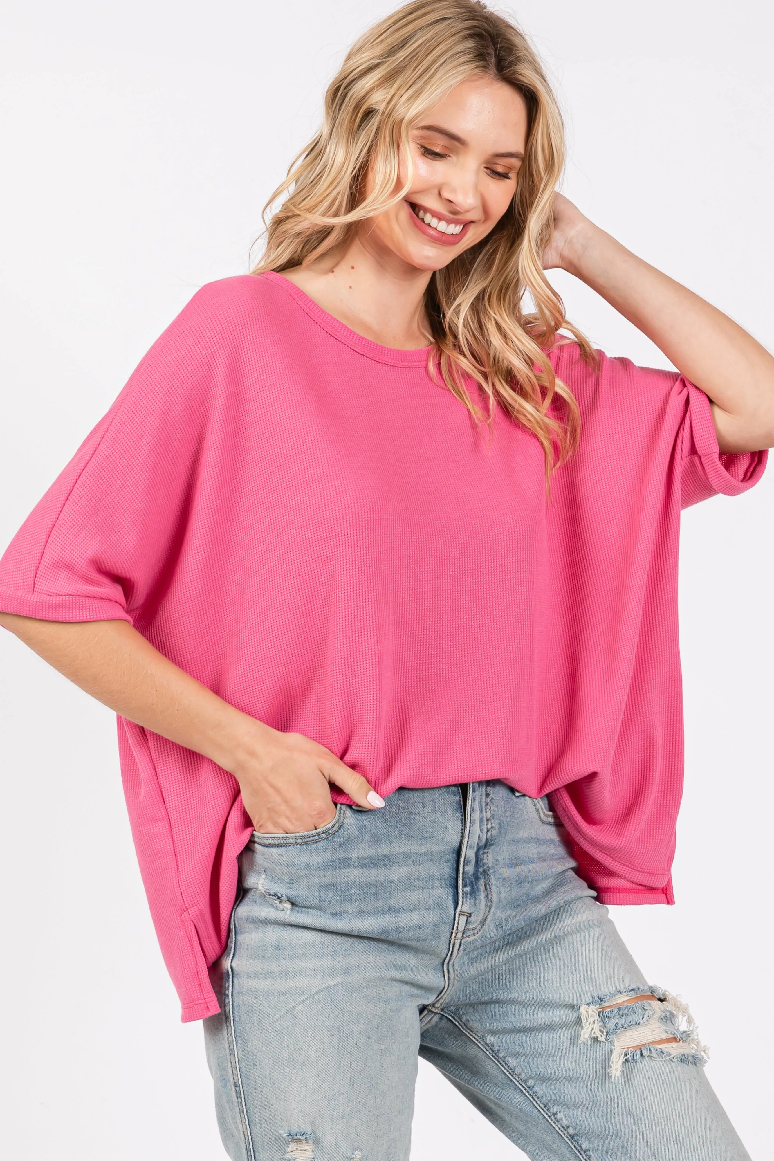 Pink Waffle Knit Dolman Maternity Top sold by Pinkblush product image thumbnail 5
