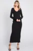 Black Ribbed Long Sleeve Maternity Maxi Dress sold by Pinkblush