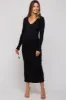 Black Ribbed Long Sleeve Maternity Maxi Dress sold by Pinkblush