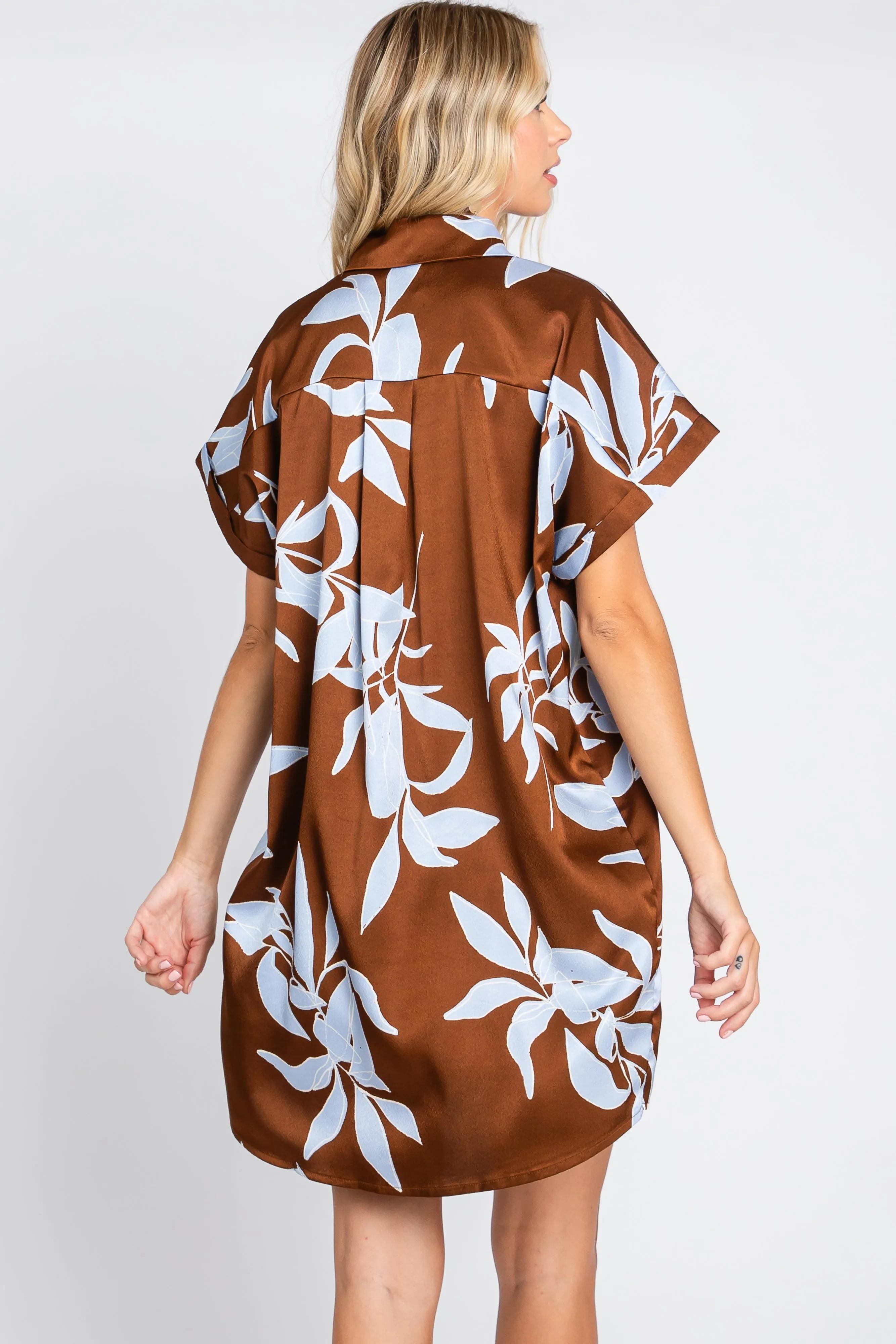 Brown Floral Button Down Mini Dress sold by Pinkblush product image thumbnail 3