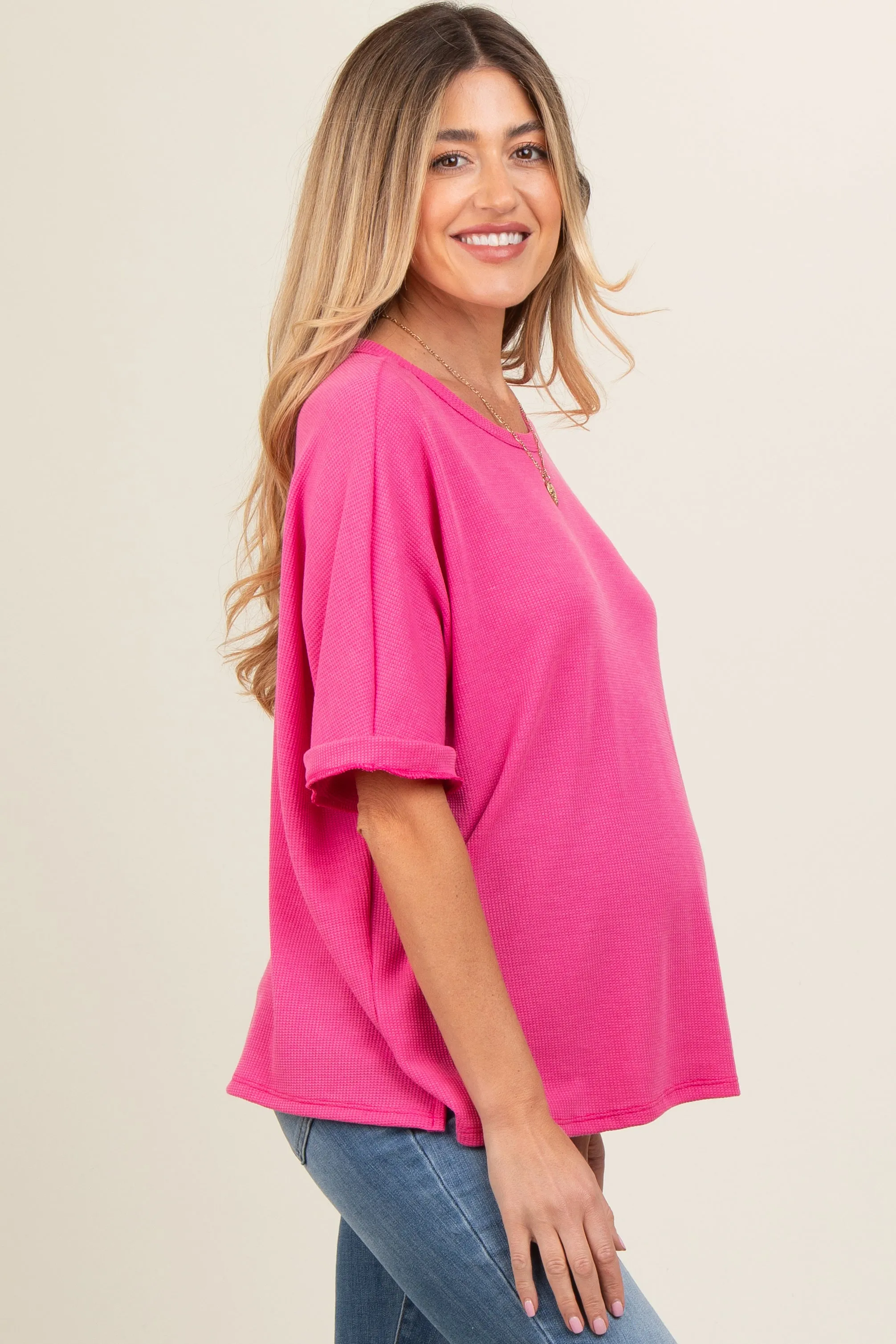 Pink Waffle Knit Dolman Maternity Top sold by Pinkblush product image thumbnail 3