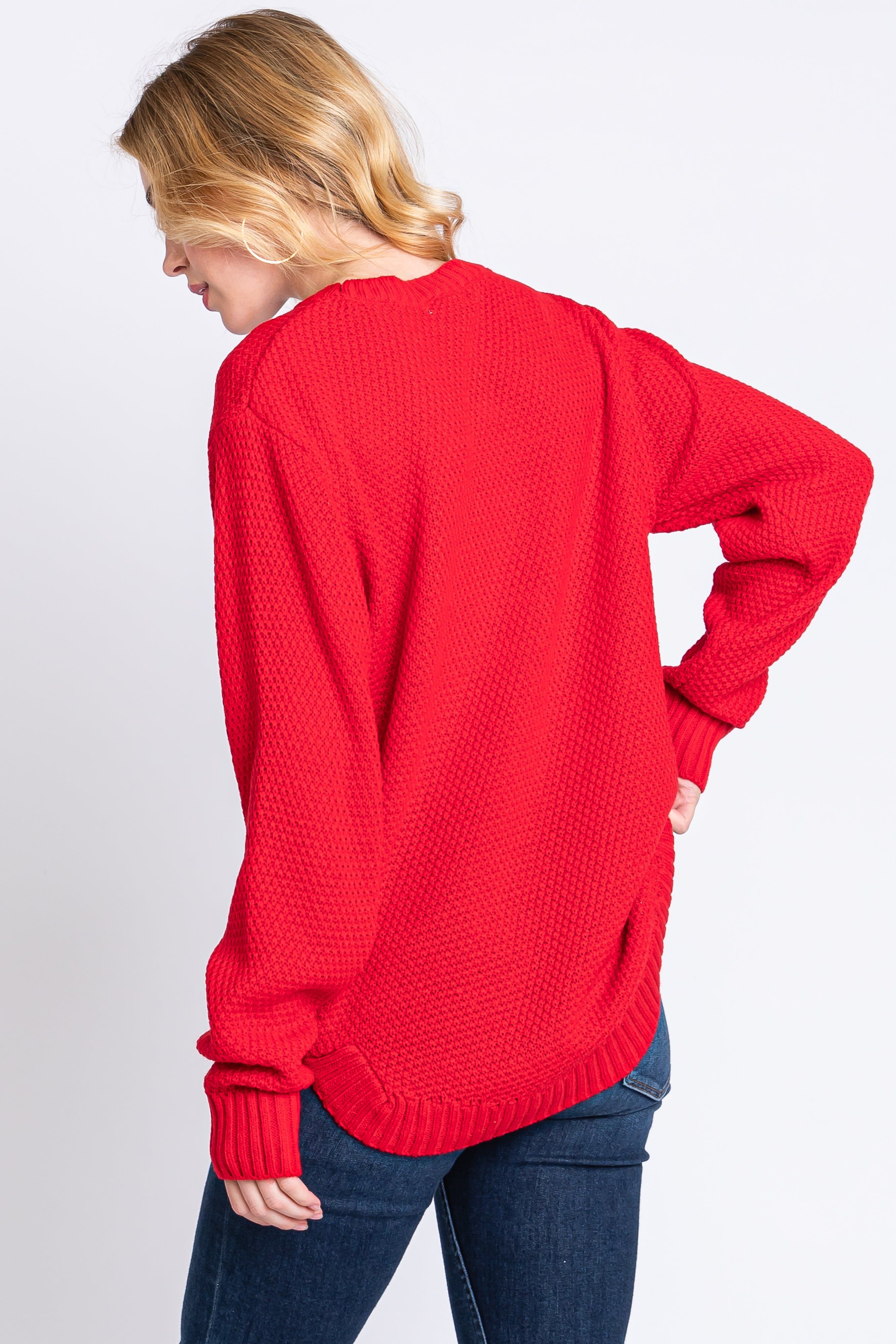 Red Knit Pullover Sweater sold by Pinkblush product image thumbnail 3