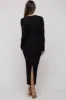Black Ribbed Long Sleeve Maternity Maxi Dress sold by Pinkblush