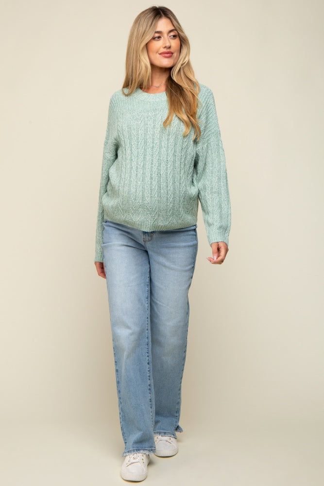 Mint Green Cable Knit Maternity Sweater sold by Pinkblush product image thumbnail 5