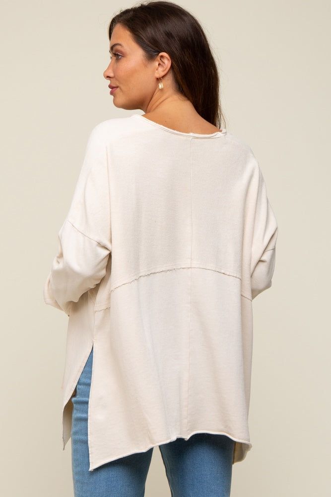 Cream Terry Cloth Raw Hem Maternity Top sold by Pinkblush product image thumbnail 4