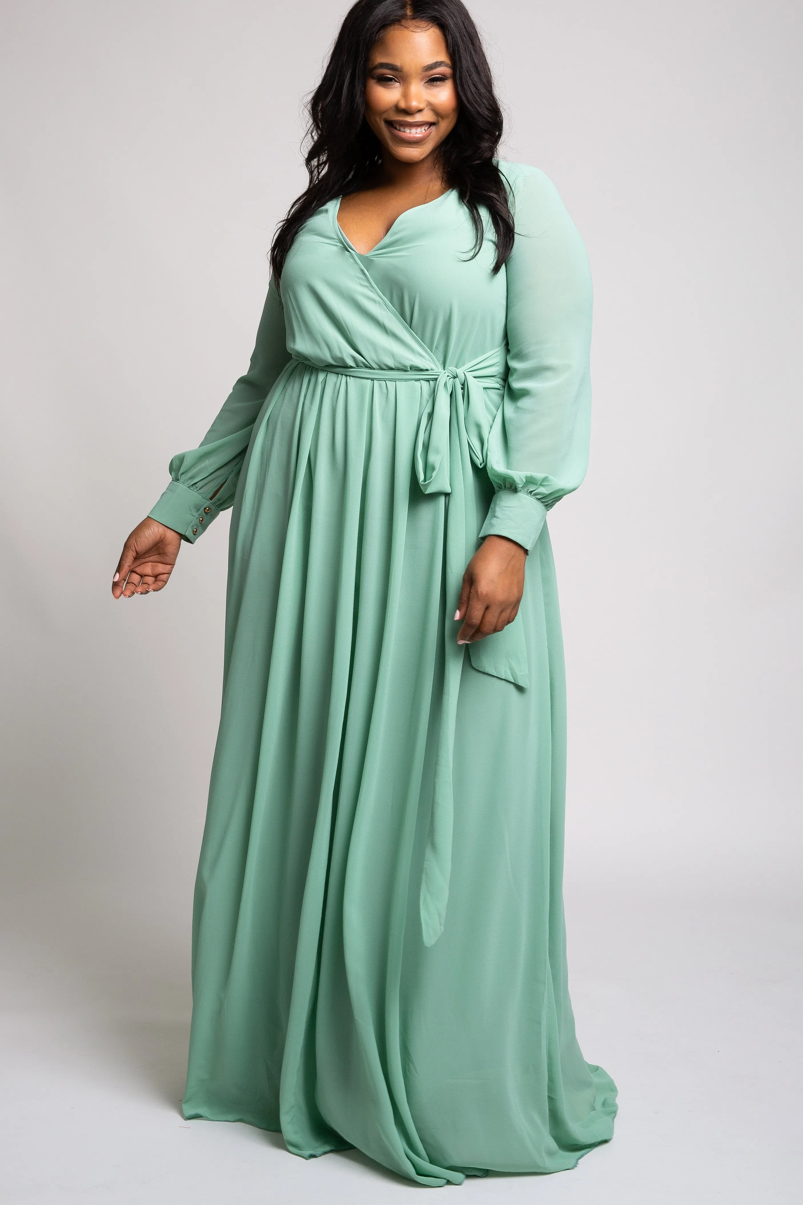 Mint Green Chiffon Maternity Plus Maxi Dress sold by Pinkblush product image thumbnail 4