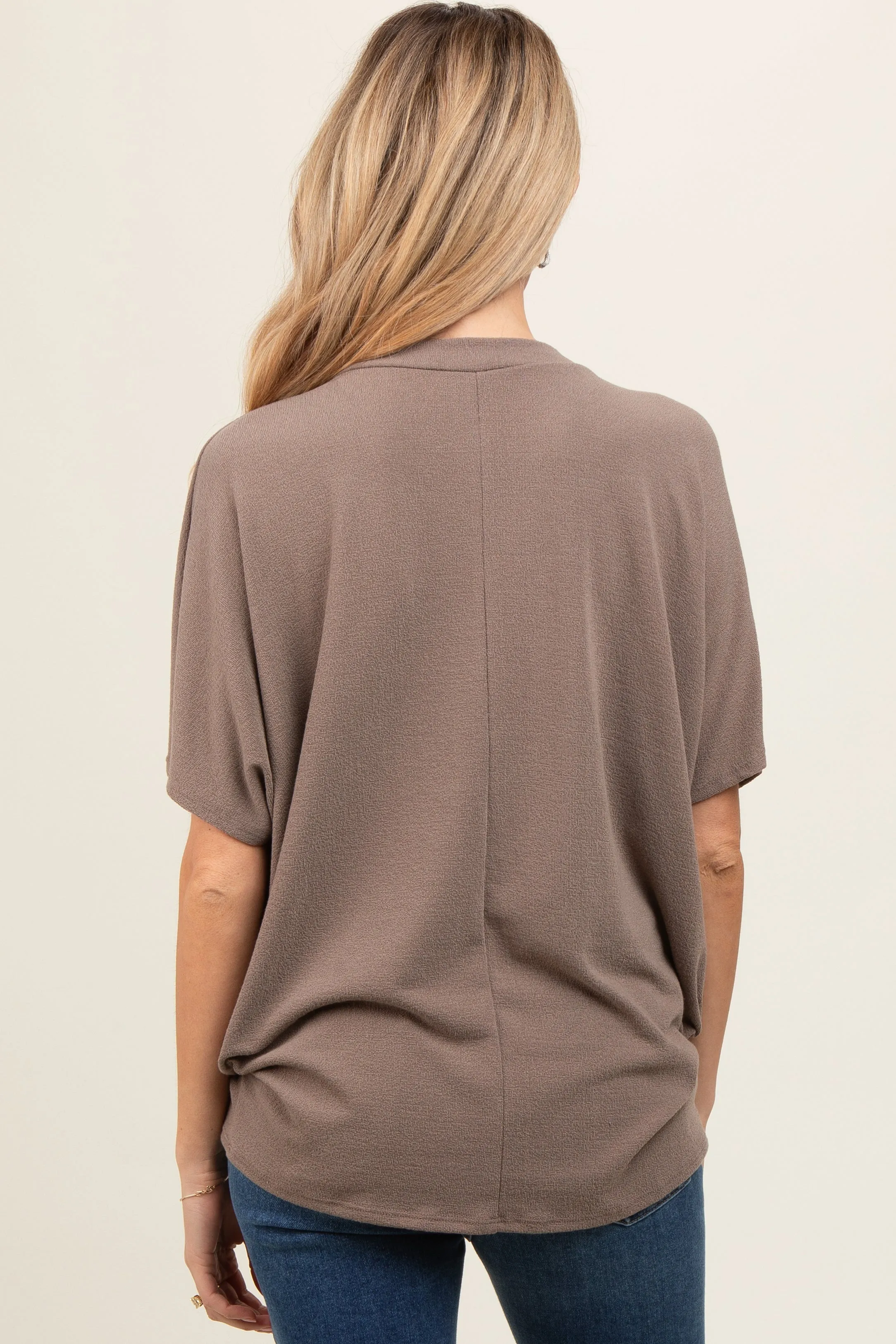 Mocha V-Neck Crepe Knit Maternity Top sold by Pinkblush product image thumbnail 4