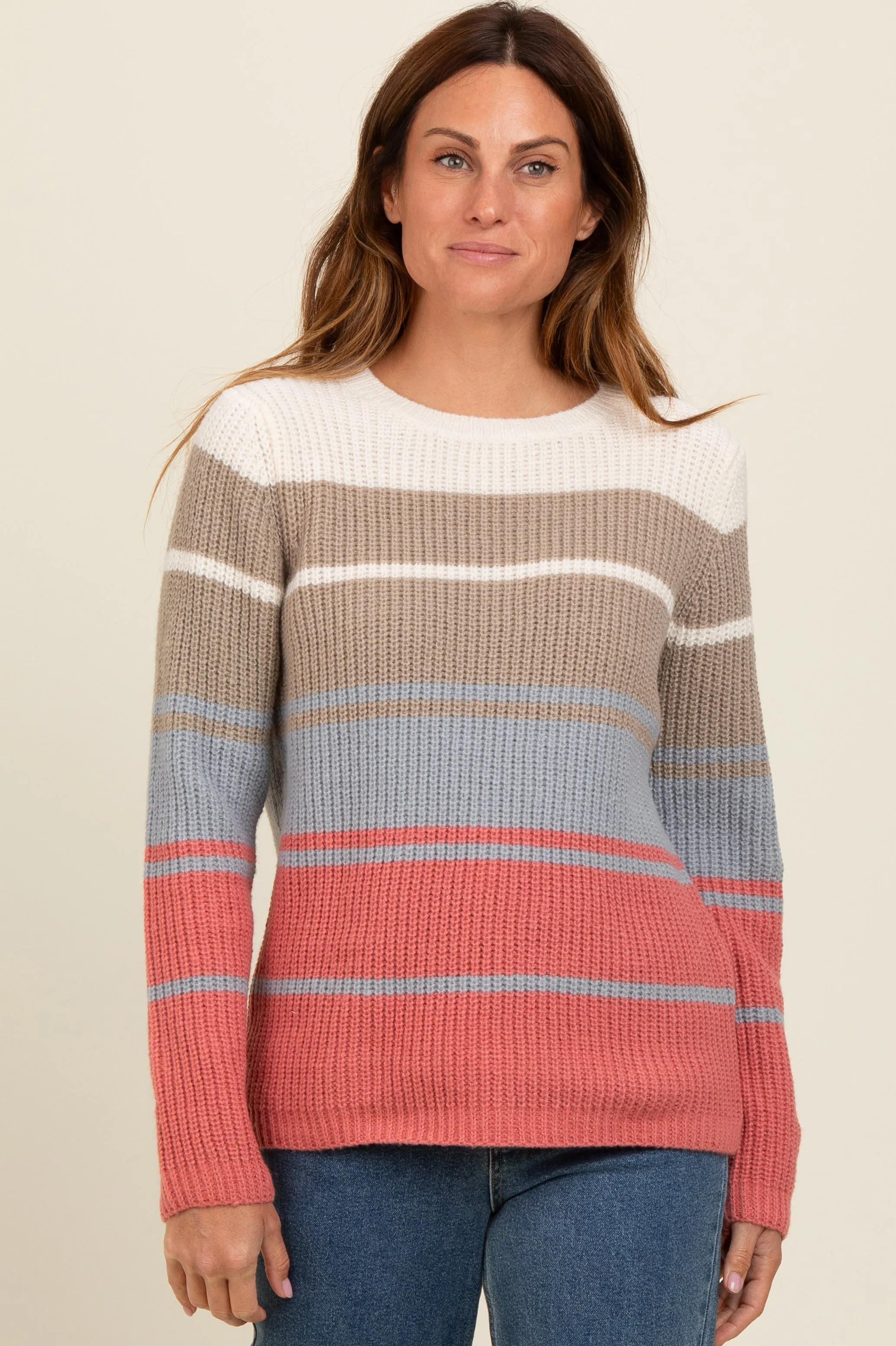 Mocha Mixed Stripe Sweater sold by Pinkblush product image thumbnail 2