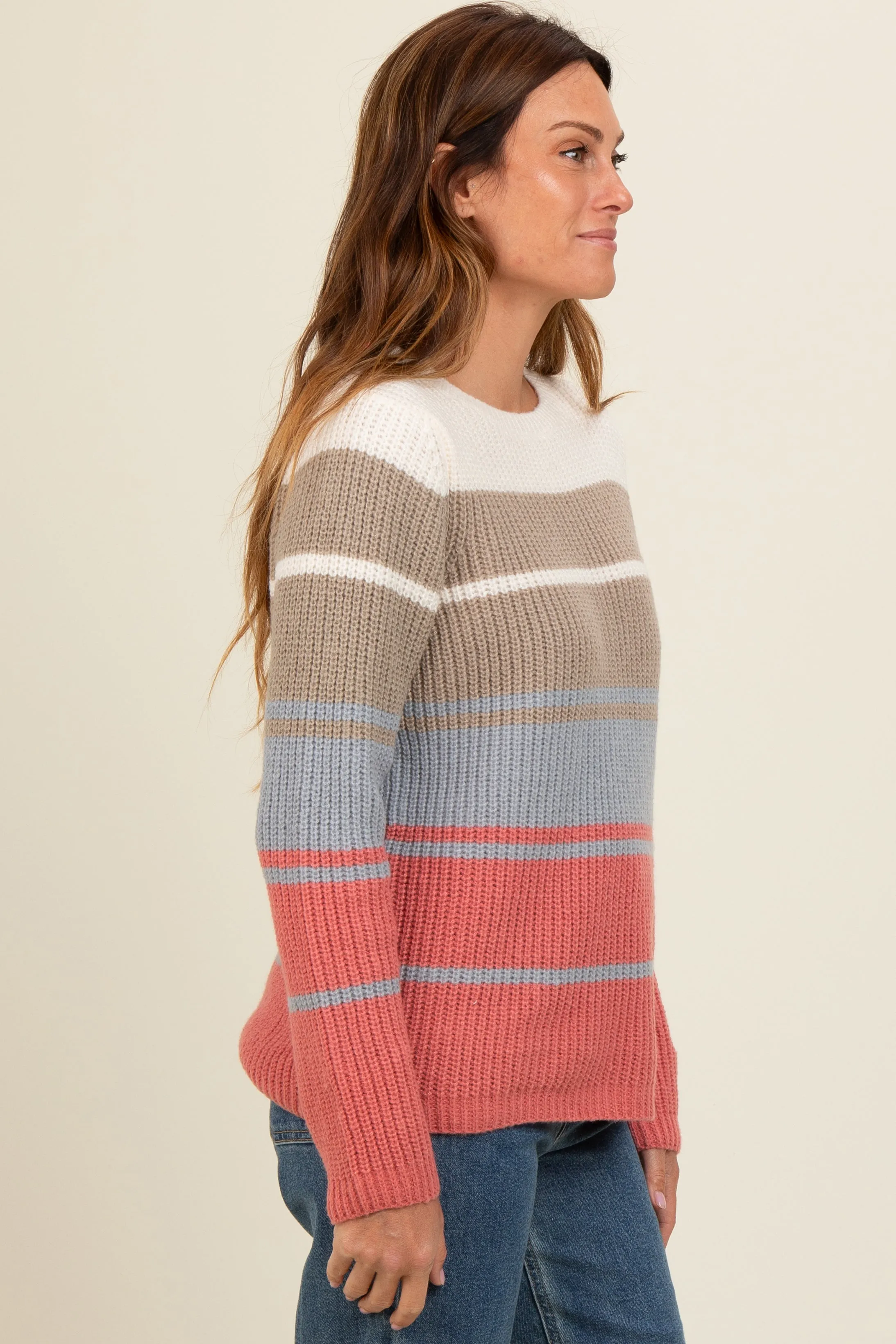 Mocha Mixed Stripe Sweater sold by Pinkblush product image thumbnail 3