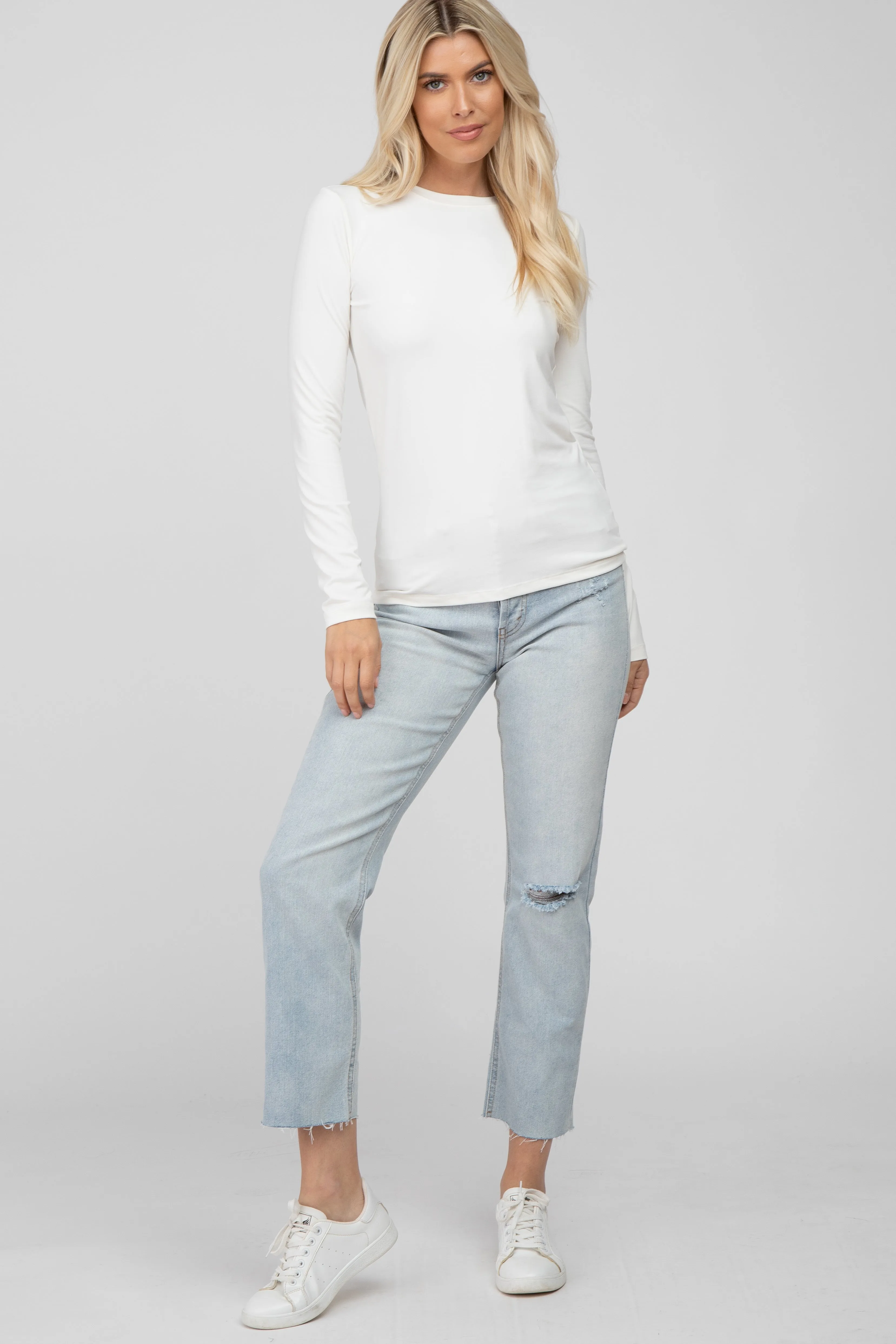 White Long Sleeve Basic Top sold by Pinkblush product image thumbnail 2