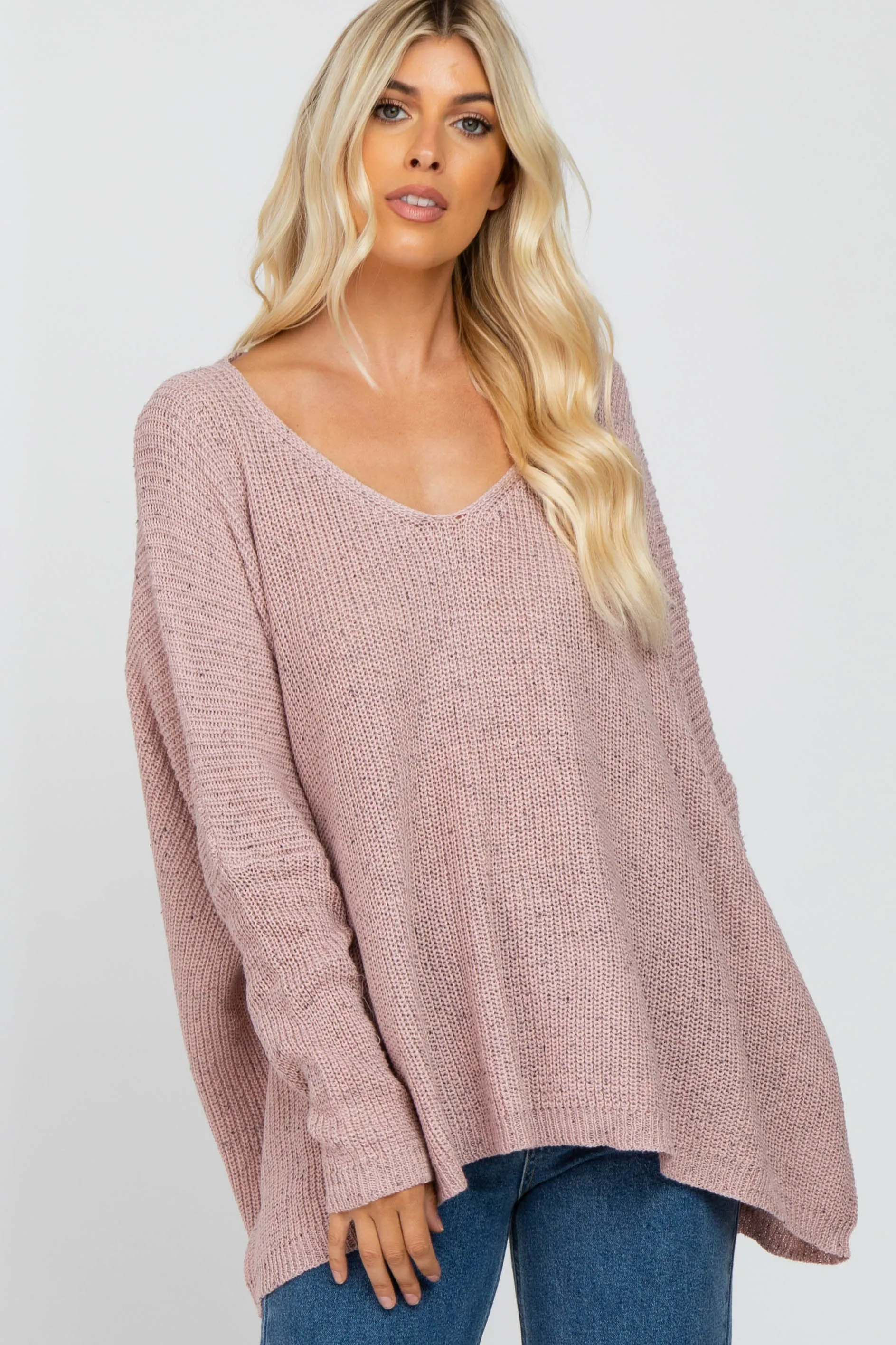 Mauve Speckled Oversized Sweater sold by Pinkblush