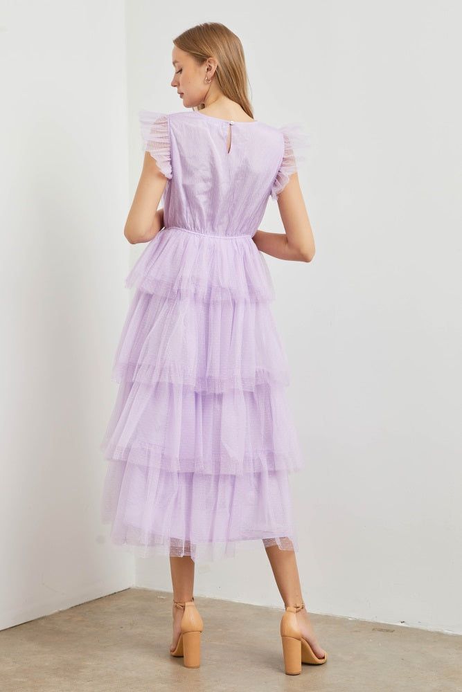 Lilac Round Neck Tulle Maxi Dress sold by Pinkblush product image thumbnail 3