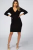 Black Brushed Knit Wrap Fitted Maternity/Nursing Dress sold by Pinkblush