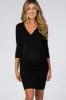 Black Brushed Knit Wrap Fitted Maternity/Nursing Dress sold by Pinkblush