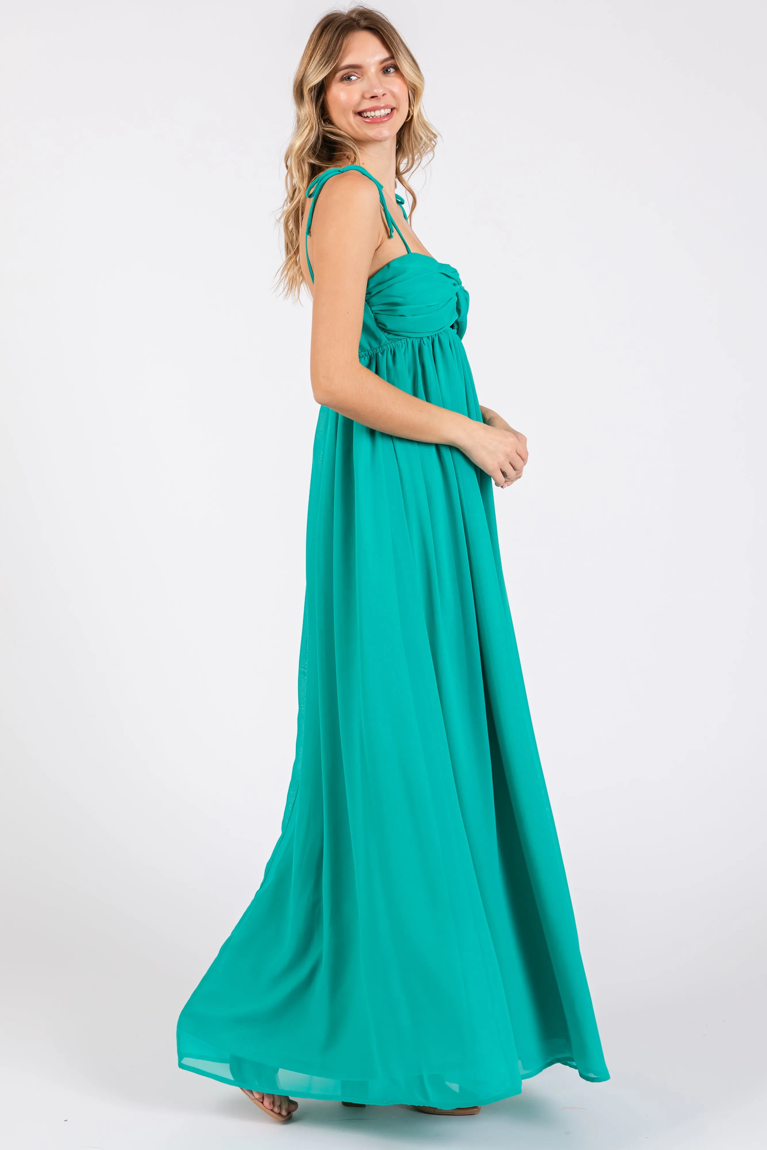 Jade Chiffon Sleeveless Cutout Front Maxi Dress sold by Pinkblush product image thumbnail 2