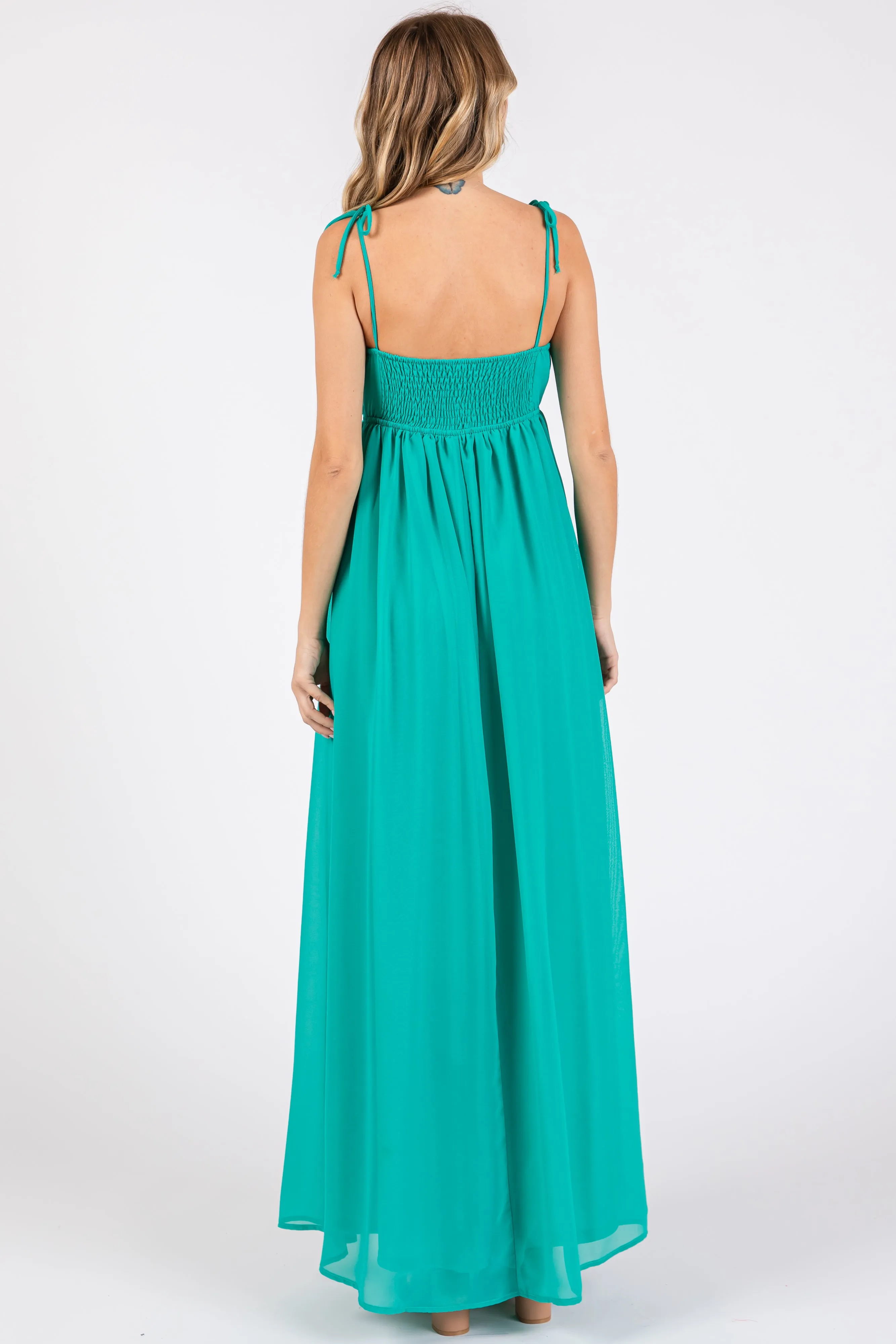 Jade Chiffon Sleeveless Cutout Front Maxi Dress sold by Pinkblush product image thumbnail 3
