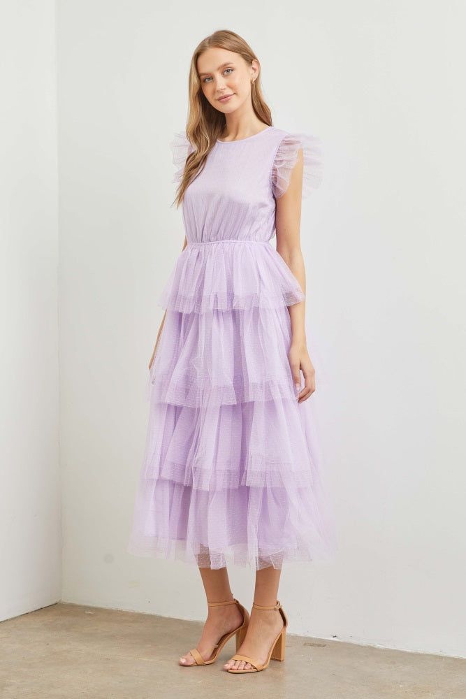 Lilac Round Neck Tulle Maxi Dress sold by Pinkblush product image thumbnail 2
