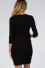 Black Brushed Knit Wrap Fitted Maternity/Nursing Dress sold by Pinkblush