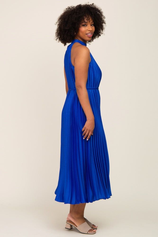 Royal Blue Pleated Halter Dress sold by Pinkblush product image thumbnail 2
