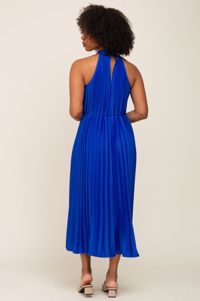 Royal Blue Pleated Halter Dress sold by Pinkblush product image thumbnail 3