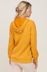 Yellow Ribbed Button Front Hoodie sold by Pinkblush