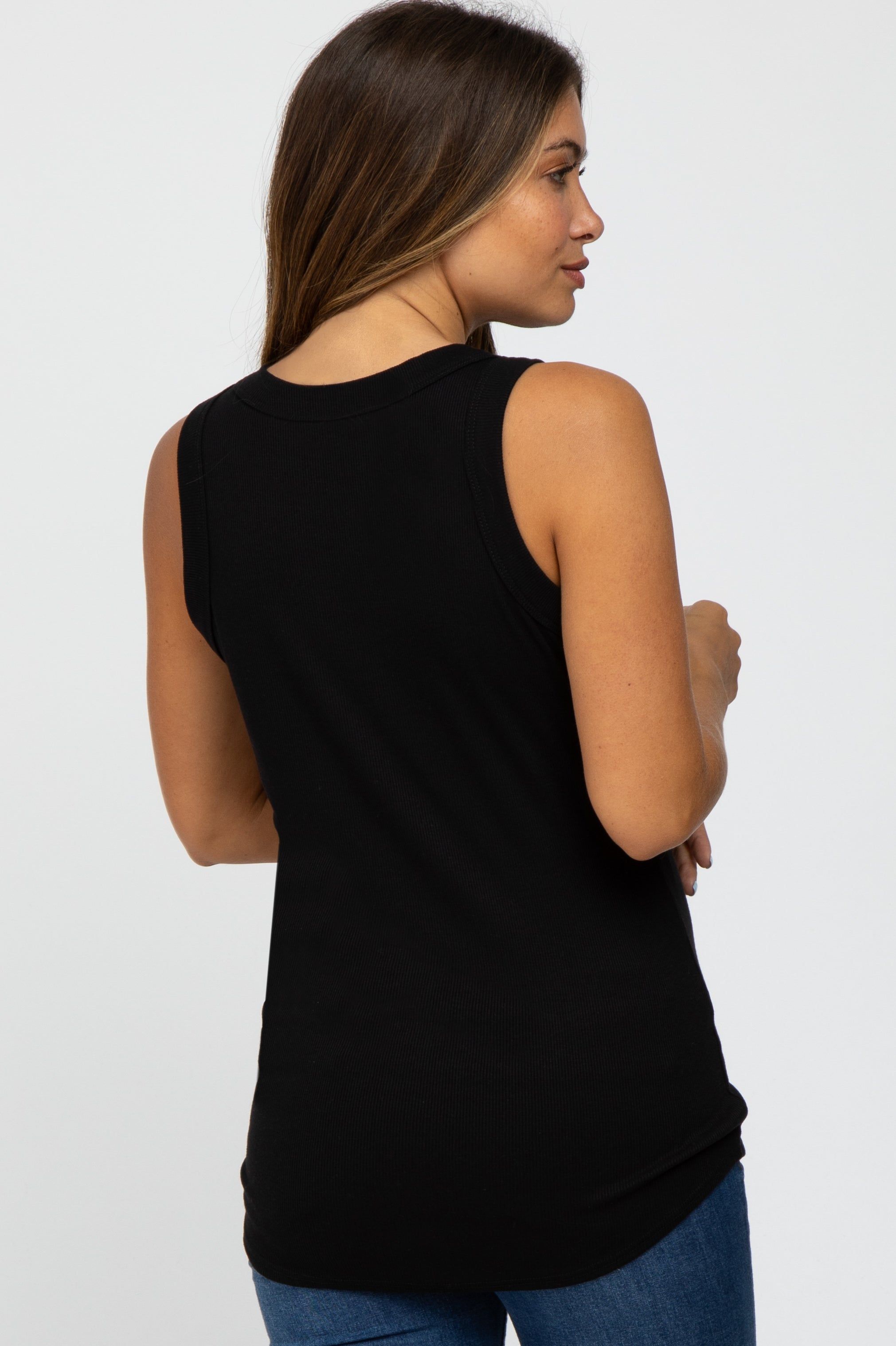 Black Ribbed Sleeveless Maternity Top sold by Pinkblush product image thumbnail 4