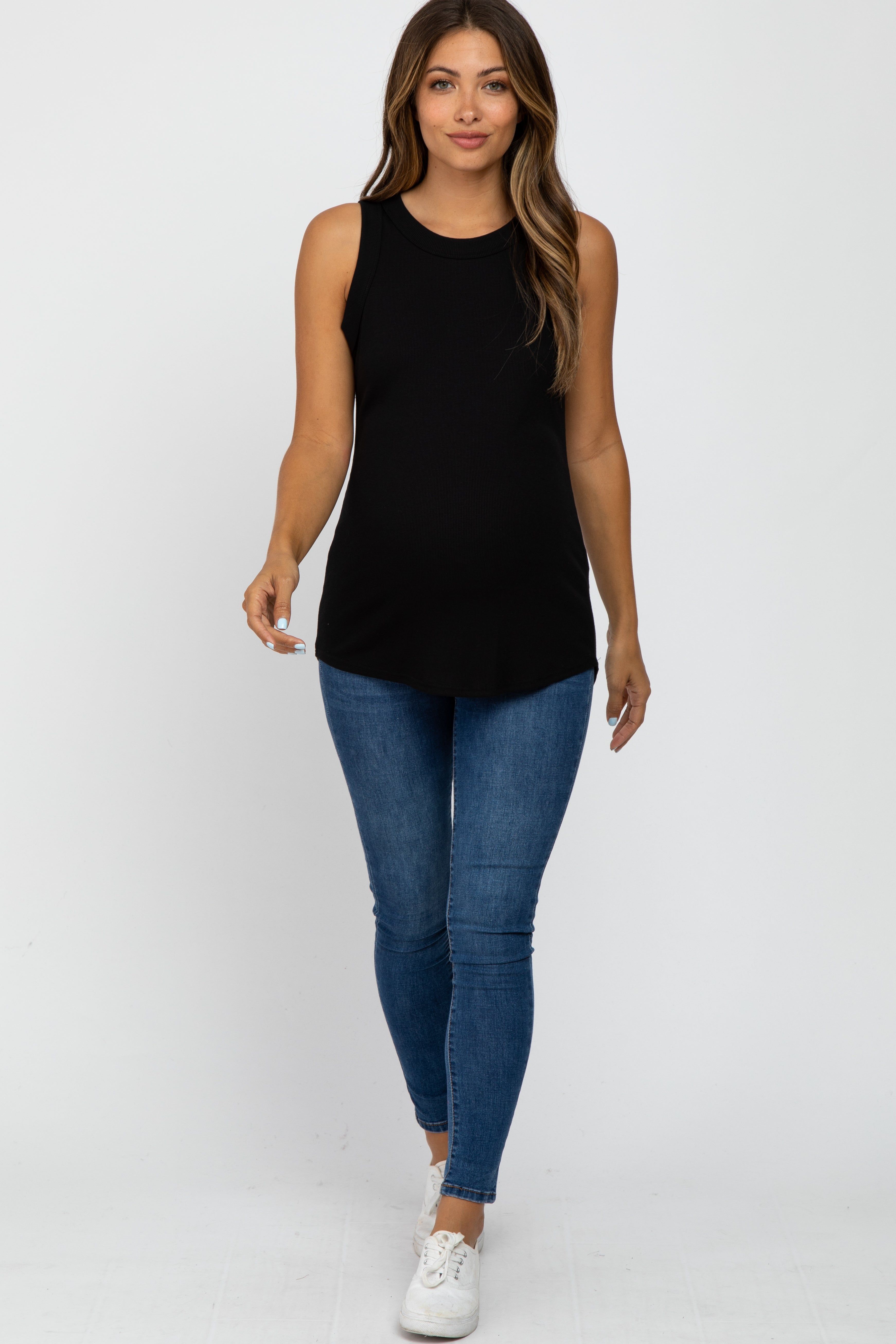 Black Ribbed Sleeveless Maternity Top sold by Pinkblush product image thumbnail 2