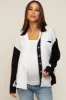 White Colorblock Oversized Maternity Blouse sold by Pinkblush