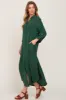 Forest Green Button Down 3/4 Sleeve Midi Dress sold by Pinkblush