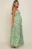 Green Floral Halter Neck Maternity Maxi Dress sold by Pinkblush