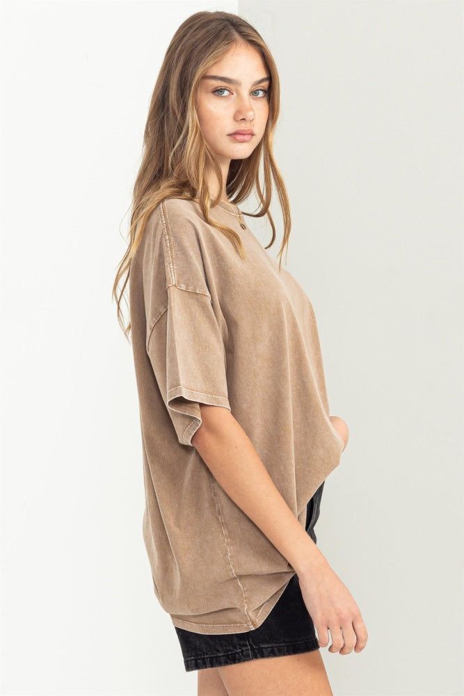 Mocha Faded Oversized T-Shirt sold by Pinkblush product image thumbnail 3