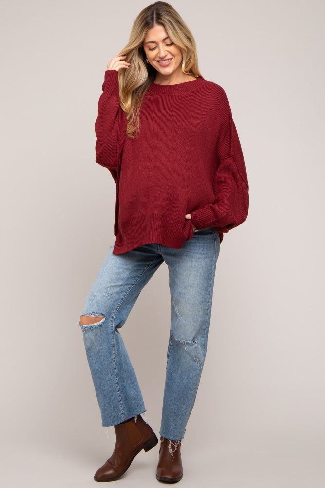 Burgundy Maternity Long Sleeve Sweater sold by Pinkblush product image thumbnail 4