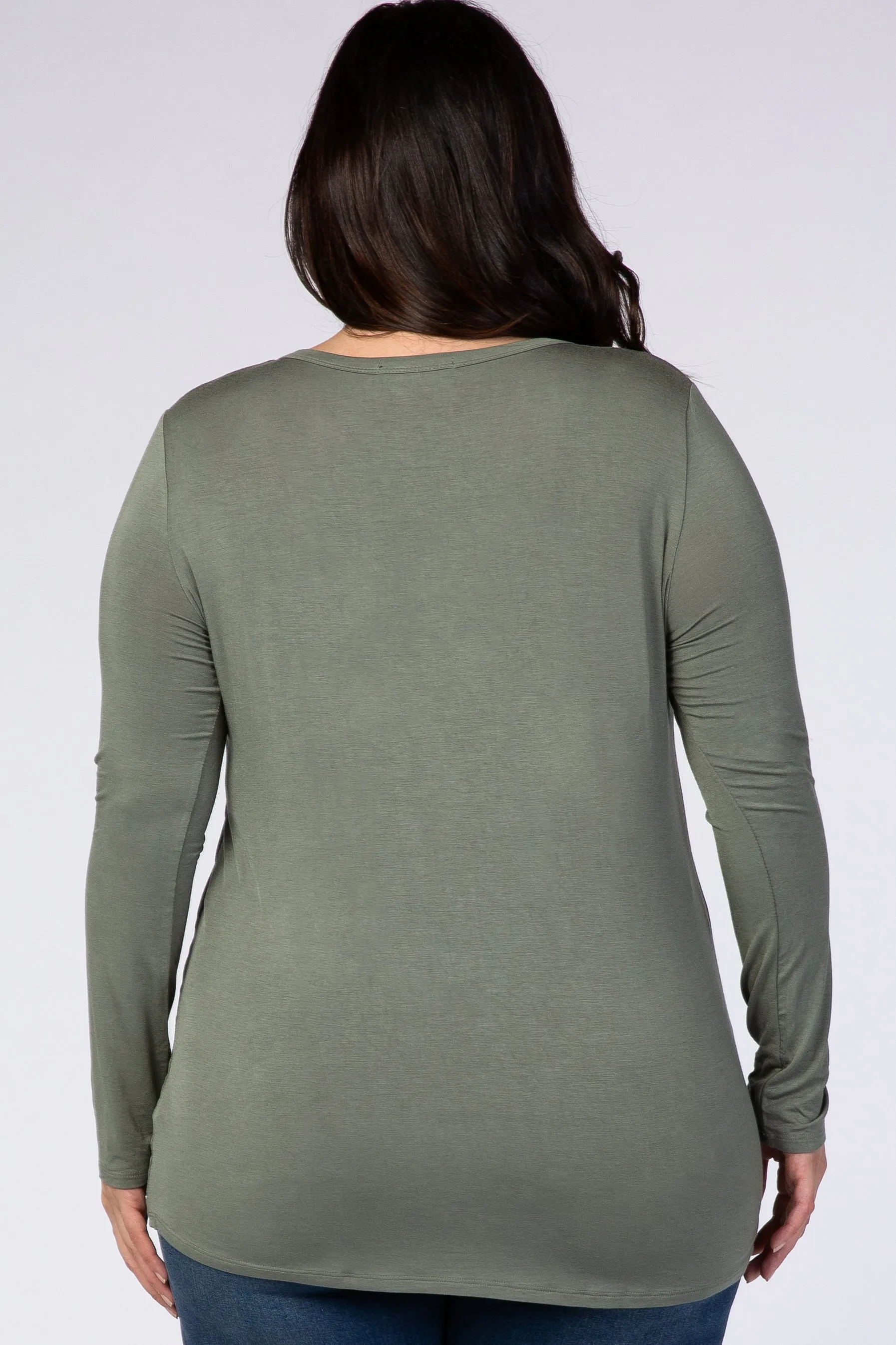 Light Olive Basic Long Sleeve Plus Top sold by Pinkblush product image thumbnail 4