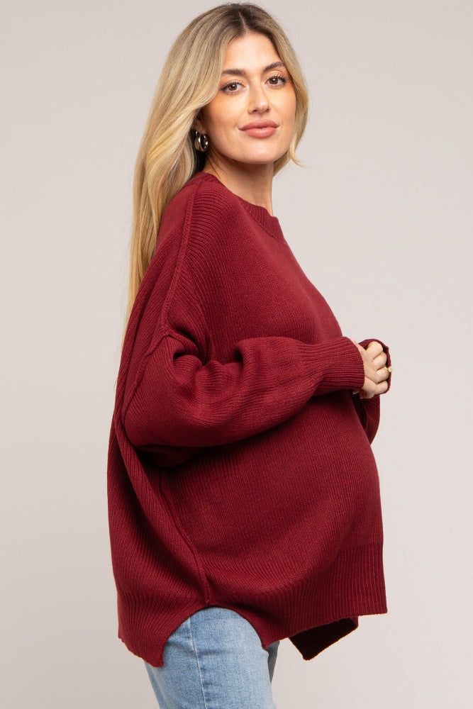 Burgundy Maternity Long Sleeve Sweater sold by Pinkblush product image thumbnail 2