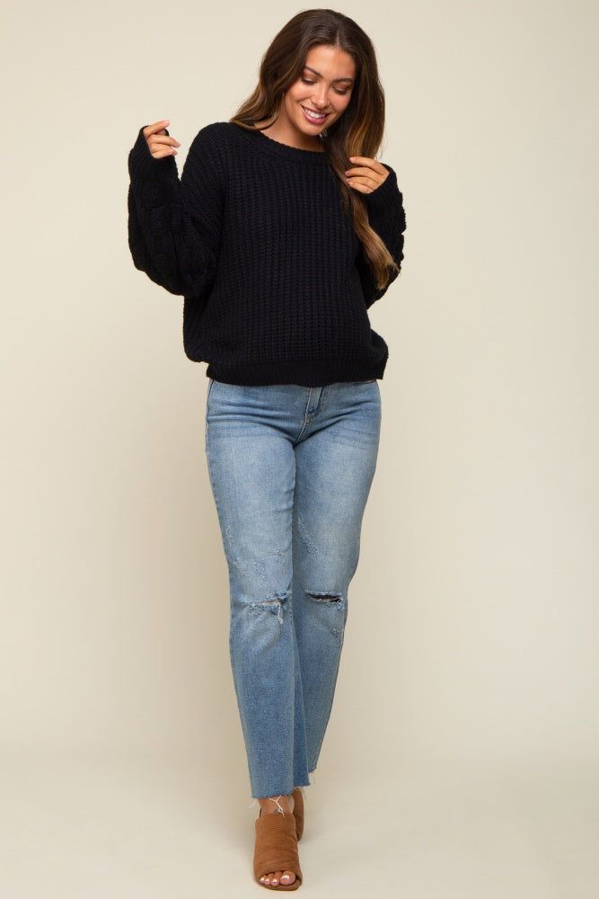 Black Cable Knit Sleeve Maternity Sweater sold by Pinkblush product image thumbnail 2