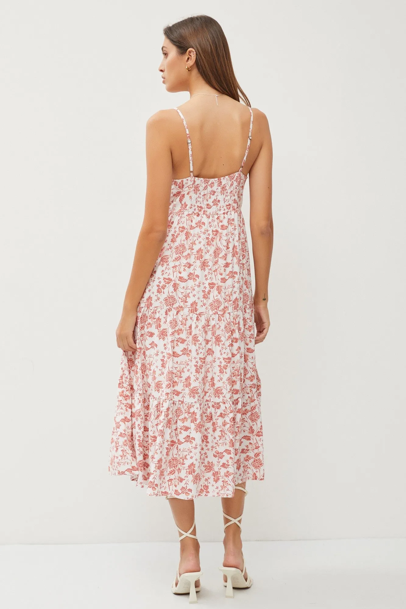 Mauve Floral Sleeveless Tiered Midi Dress sold by Pinkblush product image thumbnail 3