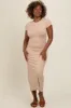 Taupe Short Sleeve Midi T-Shirt Dress sold by Pinkblush