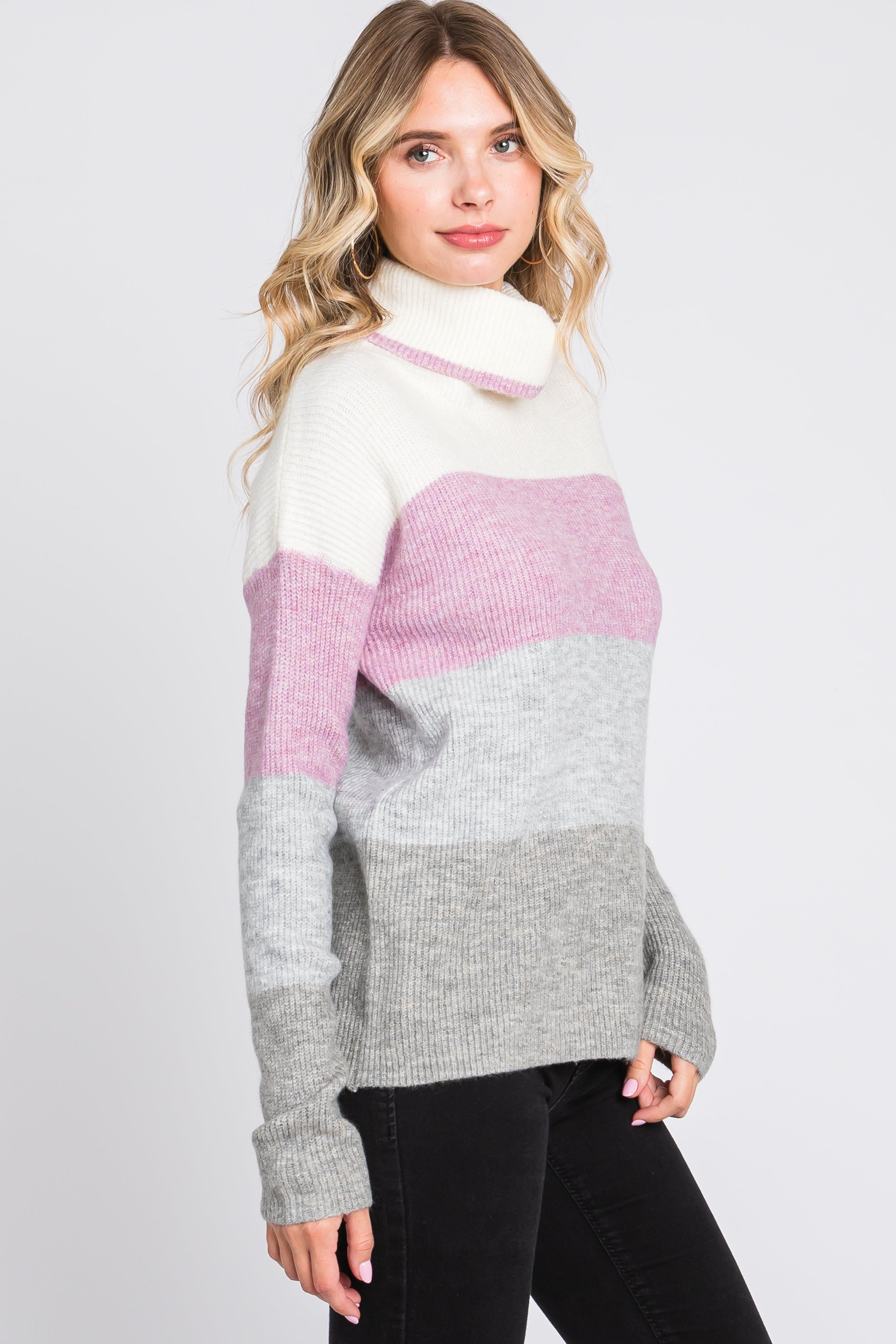 Multi-Color Color Block Turtleneck Sweater sold by Pinkblush product image thumbnail 2