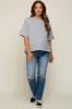 Heather Grey Basic Rolled Short Sleeve Maternity T-Shirt sold by Pinkblush